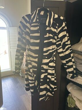 INC International Concepts Black and White Striped Coat